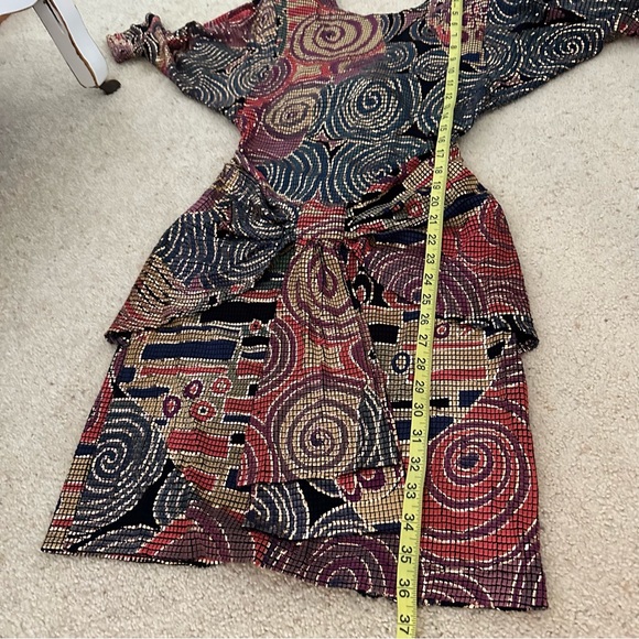 Cache Vintage XS/Small Petite 80-90s Geometric Dolman Sleeve Party Dress - Picture 11 of 16